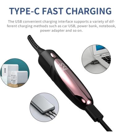 Goowafur Electric Eyelash Curler Electric Lash Heating Curler | 4 Levels Adjustable Temperature Heating Electric Lash Curler for Women Girls Black - Buy Online on GoSupps.com
