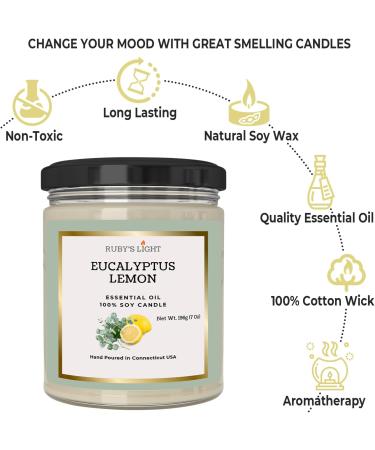 Eucalyptus & Lemon Candle - Aromatherapy Essential Oil Soy Candle | 9 Oz Jar | High Scent | 40 Hour Burn Time - Shop Now - Buy Online on GoSupps.com