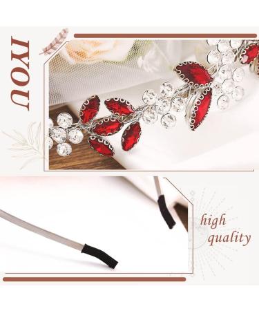 IYOU Crystal Bridal Headband Sparkly Rhinestone Wedding Hair Bands Crown Flower Headpiece Tiara Prom Party Hair Accessories for Brides and Bridesmaid Red - Buy Online on GoSupps.com