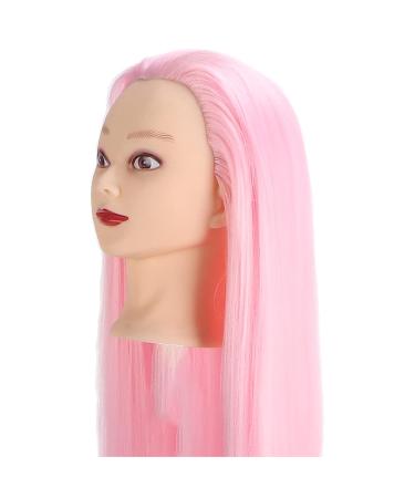 Long Pink Hair Styling Training Head Synthetic Fiber Doll for Braiding & Smoothing Practice | International Shipping Available - Buy Online on GoSupps.com
