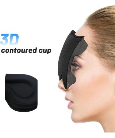 3D Contoured Cup Black Eye Mask for Men and Women - Adjustable Strap for Night, Yoga, Travel, and Nap - Buy Online on GoSupps.com