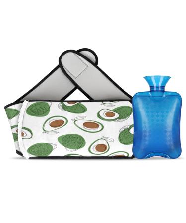 Heat bottle with plant motif avocado texture hot water bottle with soft waist cover warm water bag for hand shoulder legs back neck warm