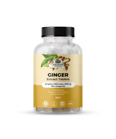 Amazing Botanicals Ginger Root Extract Tablets 200 mg - 10% Gingerols, 20 mg per Tablet, 30 Tablets