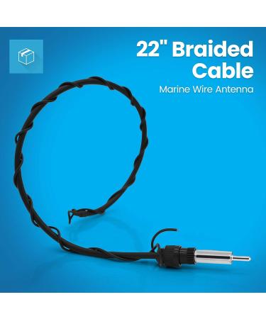 Pyle PLMRNT1 Marine Radio Antenna Wire - 22-inch Weather Resistant Braided Cable for Excellent AM FM Reception | Hydra Series | Universal Black - Buy Online on GoSupps.com