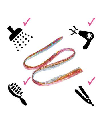 47 Shining Silver Holographic Hair Tinsel - Heat-Resistant Silk Extensions | Easy Apply Hair Accessories for Girls & Parties (400 Strands) - Buy Online on GoSupps.com