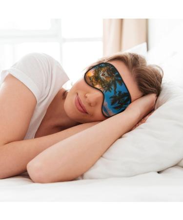 Sunset Hawaiian Palm Tree Print Double-Sided Eye Mask | Soft Light-Blocking Sleep Enhancer for Travel & Home - Buy Online on GoSupps.com