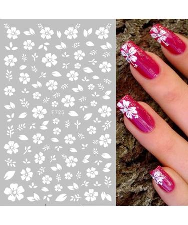 3D Self Adhesive Flower Nail Stickers - White | Nail Art Decals for Women, Kids, and Girls | Blossom Manicure Tips and Nail Wraps for Acrylic Nails - Buy Online on GoSupps.com