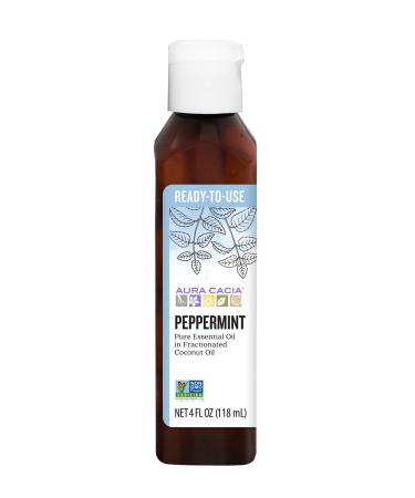 Aura Cacia Pure Essential Oil in Fractionated Coconut Oil Peppermint 4 fl oz (118 ml)