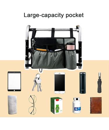 Wheelchair Side Armrest Storage Bag - Multi-Pocket Walker Storage Bag with Water Cup Cover - Suitable for Walkers Walkers Electric Manual or Electric Wheelchairs - Buy Online on GoSupps.com