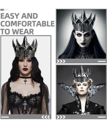 GALPADA Gothic Crowns for Women Men Tiara Queen King Crown Witch Hair Headpiece Headwear Accessories Carnival Costume Prop for New Year Christmas Prom Party Silver - Buy Online on GoSupps.com