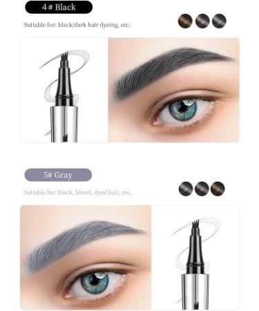 Blapee Eyebrow Pencil Blapee Magic 4 Tip Brow Pencil Long-Lasting Waterproof Natural Lift & Snatch Eyebrow Microblading Pen Long-Lasting Waterproof Natural Eyebrow Hair (04#) - Buy Online on GoSupps.com