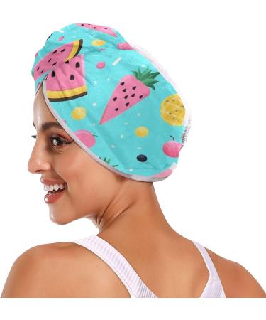 Super Absorbent Pineapple Blue Hair Towel 2 Pack - Quick Dry Hair Turbans for Women & Girls - Buy Online on GoSupps.com