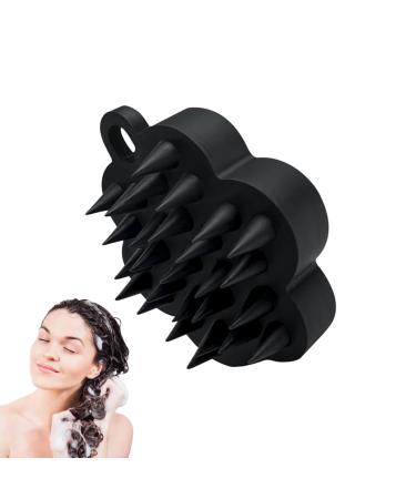Silicone shampoo brush portable scalp massager shower hair washer scalp peel scalp comb with flexible silicone bristles for wet and dry hair perfect use for men black