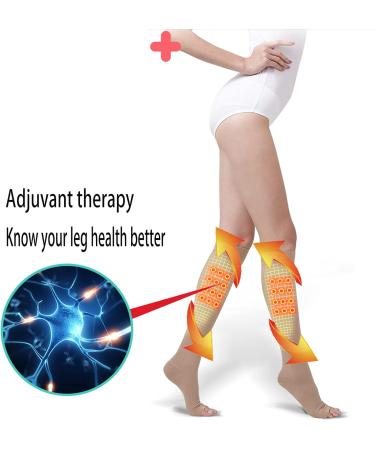 Medical Grade Compression Stockings 20-30 mmHg | Unisex Open Toe Knee-High | Firm Support for Varicose Veins | Flesh & Black XL - Buy Online on GoSupps.com
