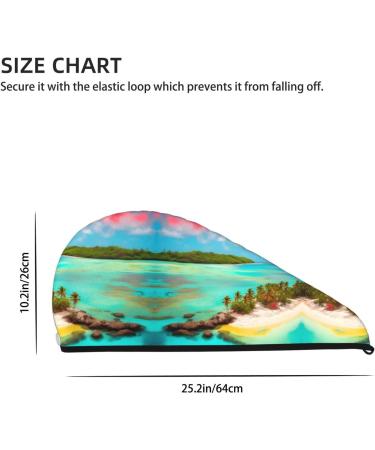 Caribbean Scenery Super Absorbent Dry Hair Cap for Women - Quick-Dry Elastic Wrap for Long Thick Hair - Buy Online on GoSupps.com