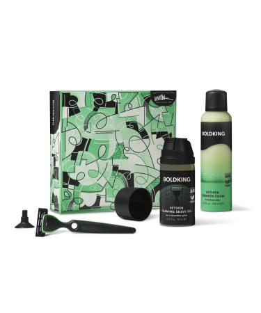 Boldking Shower & Shave set for Men - Vetiver - Men's Shower Gel - Razor blade included
