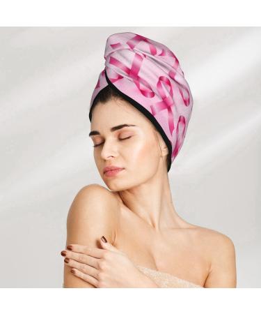 Hair Towel Wrap - Quick Drying Turban with Button | Breast Cancer Awareness Design - Buy Online on GoSupps.com
