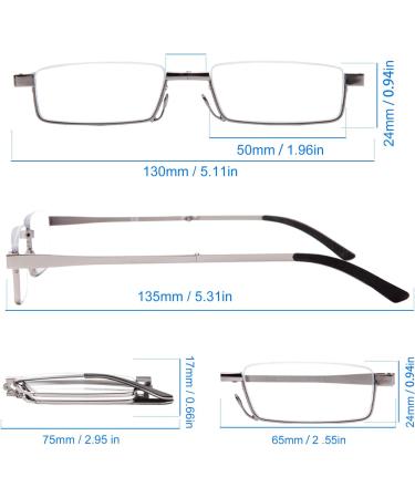 Amorays Foldable Metal Reading Glasses - Portable Anti-Blue Light - 2 Pairs with Hard Shells for Men & Women - Dark Gray & Light Gray +2.00 - Buy Online on GoSupps.com
