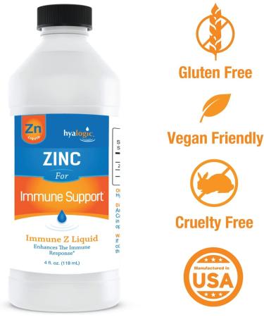 Hyalogic Liquid Zinc Supplement (4 Oz) - Immune & Mineral Support with Hyaluronic Acid - Gluten-Free & Cruelty-Free - Buy Online on GoSupps.com
