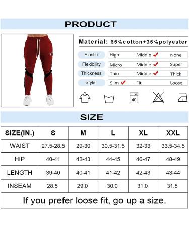 PIDOGYM Men's Red Track Pants - Slim Fit Athletic Joggers with Zipper Pockets, Medium - Buy Online on GoSupps.com