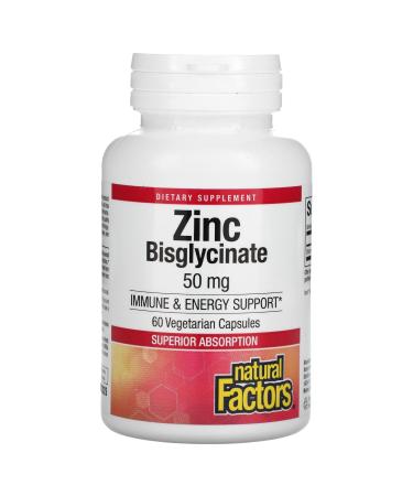 Zinc Bisglycinate 50 mg 60 Vegetarian Capsules Natural Factors