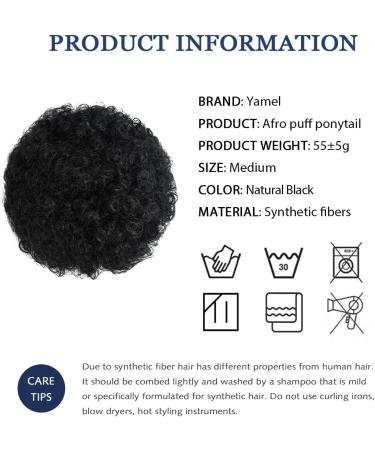 YAMEL Afro Puff Drawstring Ponytail Medium Bun - Natural Black Synthetic Hair Piece for Black Women - Buy Online on GoSupps.com