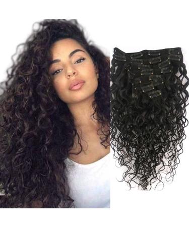 Doren Deep Curly Clip In Human Hair Extensions for Women 8Pcs 20Clips 120g Brazilian Remy Wavy Curly Hair Natural Color 24 Inches 24 Inch (Pack of 1) Deep Curly