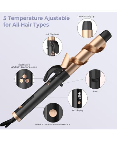 Rotating Curling Iron 5 Temperature 1 1/4 in Automatic Curling Iron Dual Voltage 360 Rotating Hair Curler Travel Auto Hair Curling Wands 1H Auto-Off & 30s Fast Heat Self Curler Hair Styling Tools Black - Buy Online on GoSupps.com
