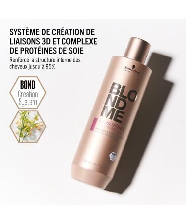 Schwarzkopf Professional BLONDME All Blondes Light Shampoo Colored Lightened Bleached Hair 3D Bond Creation System Mulberry Silk Extract Nourishing Softening Shine 300 ml - Buy Online on GoSupps.com