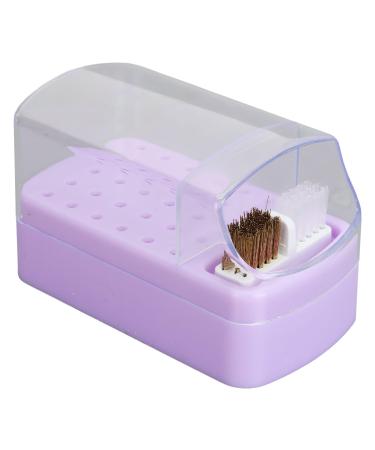 Elegant Nail Drill Bits Holder with Brush Pristine Manicure Box Head Stand Jar 30 Holes Nail Drills Stand Perfect Fit Essential Tool Demand Style Durable Unisex Portable Storage Purple.
