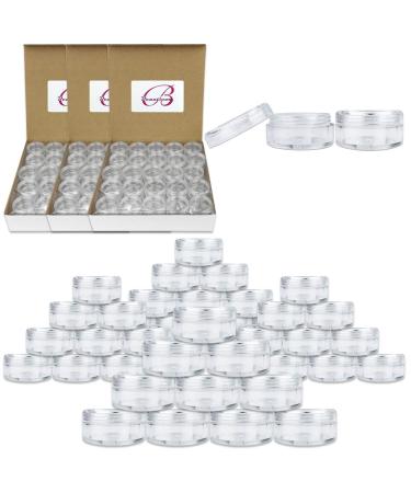 (Quantity: 200 Pieces) Beauticom 5G/5ML Round Clear Jars with Screw Cap Lid BPA Free 200 Jars Clear