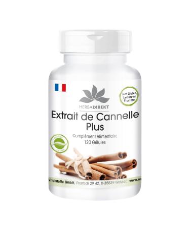 Cinnamon Extract - with 200 g Chromium and 10mg Zinc per Capsule - High Concentration - 120 Capsules | herba direkt - German Pharmacy Quality