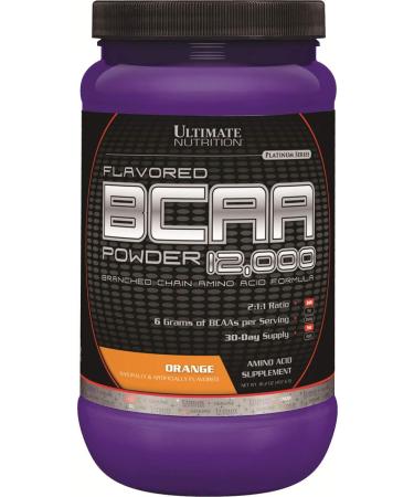 Ultimate Nutrition Flavored BCAA Powder 12000 Branched Chain Post Workout Amino Acid Supplement-Caffeine-Free with 3g Leucine 1.5g Valine 1.5g Isoleucine- Orange 60 Servings Orange 60 Servings (Pack of 1)