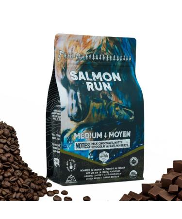 Canadian Heritage Roasting Company Coffee - Salmon Run - Medium Whole Bean Coffee - Our Smoothest Offering With Tasting Notes Of Milk Chocolate A Perfect Breakfast Coffee - Perfect For French Press Drip Pourover Aeropress - 340g Salmon Run - Milk Chocolat