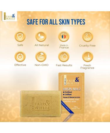 Fair & White AHA Exfoliating Soap 200g - Gentle Exfoliation for Brighter Skin - Buy Online on GoSupps.com