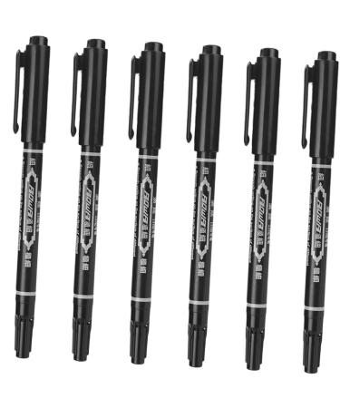 Mipcase 6pcs Eyebrow Marker Pen Waterproof Eyebrow Pencil Piercing Marking Pen Useful Pen Bicuspid 13.9x1.8cm Black