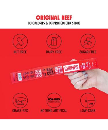 CHOMPS Original Beef Stick - 1.15 OZ | High-Protein Snack | Gluten-Free - Buy Online on GoSupps.com
