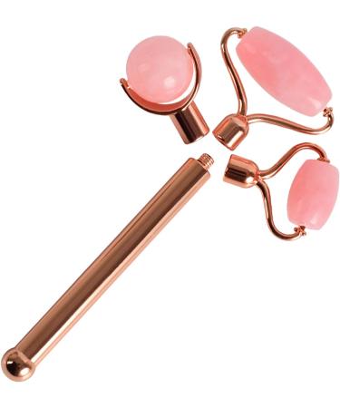 Jade Roller Set with 3 Replaceable Heads | 100% Real Jade & Rose Quartz Facial Tools | Gold Handle Anti-Aging Eye Bag Massage Kit - Buy Online on GoSupps.com