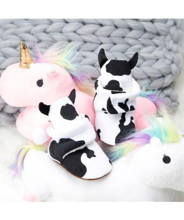 Sonsage Infant Snow Boots | Anti-Skid Ankle Booties for Baby Boys & Girls | Winter Warm Crib Shoes 12-18 Months | A02 Cow Print - Buy Online on GoSupps.com