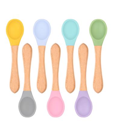 Vicloon Baby Spoon 7 Pcs Baby Feeding Spoons with Soft Curved Silicone Tips BPA-Free Safe Utensils for Toddlers Kids Infants