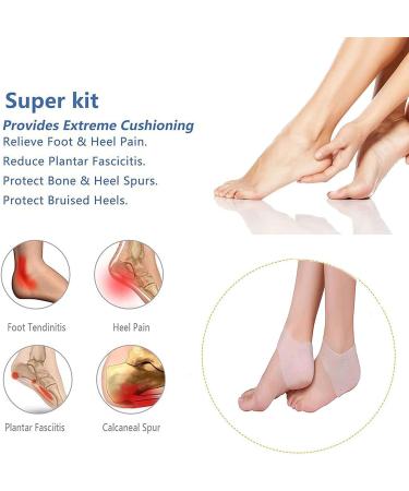 Silicone Heel Protectors 2 Pairs - Moisturizing Heel Socks for Pain Relief & Cracked Heels - Buy Online on GoSupps.com