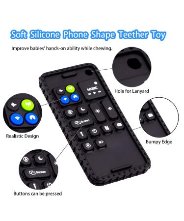 Baby Phone Teething Toys for 0-12 Months | Soft Silicone Baby Cell Phone Teethers | Fidget Toy | Infant Teether (Black) - Buy Online on GoSupps.com
