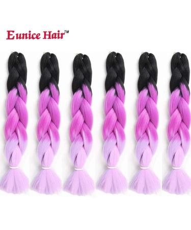 6 Packs Eunice Jumbo Hair Extensions - Colorful Kanekalon Ombre 2Tone 61cm for Crochet Box Braids - Disory - Buy Online on GoSupps.com
