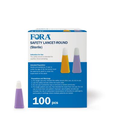 FORA Sterile Safety Lancet (5052), 1.6mm Depth, 30 Gauge, 100 Count, Lancing Device Not Required