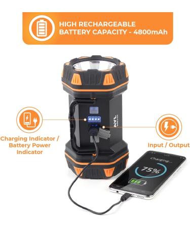 AYL LED Camping Lantern Rechargeable | 8 Light Modes, 4800mAh Power Bank | IPX6 Waterproof, 1450 Lumens | Emergency Hurricane Lantern Flashlight with Tripod & USB Cable - Buy Online on GoSupps.com
