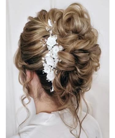 Unicra Flower Bride Wedding Hair Vine Pearl Bridal Headpiece | Silver Rhinestone Headband for Women and Girls - Buy Online on GoSupps.com