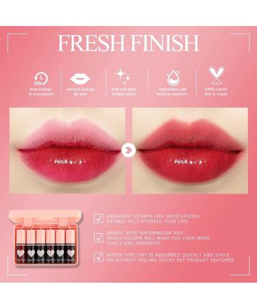 6 Colors Lip Tint Stain Set - Korean Charm Kiss Lip Gloss with Plumping Liquid Lipstick - Long Lasting, Waterproof and High Pigment - Multi-Use Lip and Cheek Tint for Vivid Makeup Looks - Buy Online on GoSupps.com