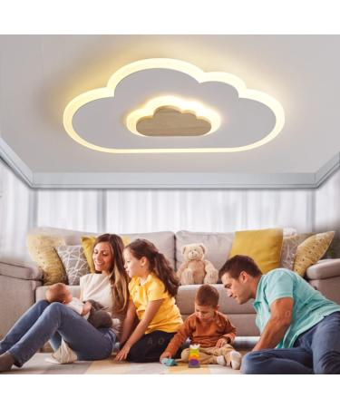 Aoh led ceiling lamp bedroom children's room lamp ceiling lamp ceiling lamp for children clouds ceiling lamp wood stepless dimming with remote control with night light function 50cm d50cm stepper dimming
