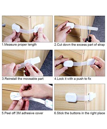 Shop Huture 6-Piece Multi-Purpose Child Safety Cabinet Locks - No Tools Adjustable Straps for Drawers Ovens Fridges & More - Easy Adhesive Installation - Brown - Buy Online on GoSupps.com