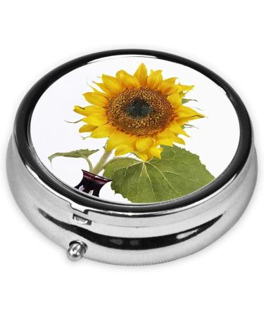 Bloom Sunflower Mini Round Pill Box | 3 Compartment Portable Pill Organizer for Travel Home & Office - Buy Online on GoSupps.com
